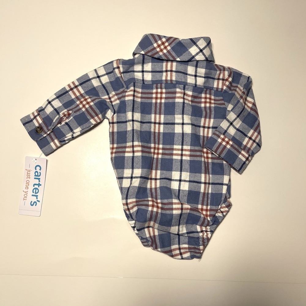 Carter's Baby Boy Outfit Set Newborn Plaid Bodysuit Bunny Pants NWT - Picture 5 of 8
